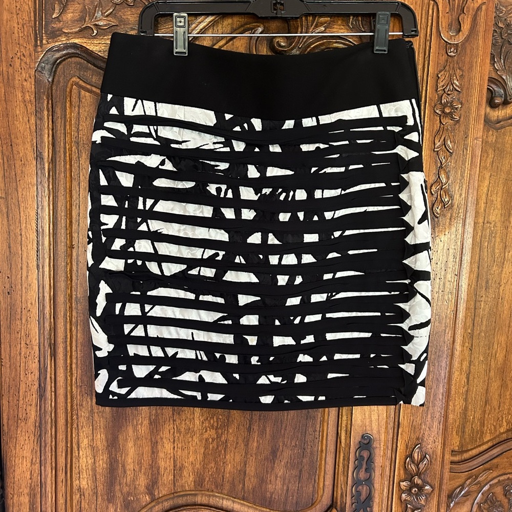 Robert Rodriguez Abstract Black and White Mini Skirt